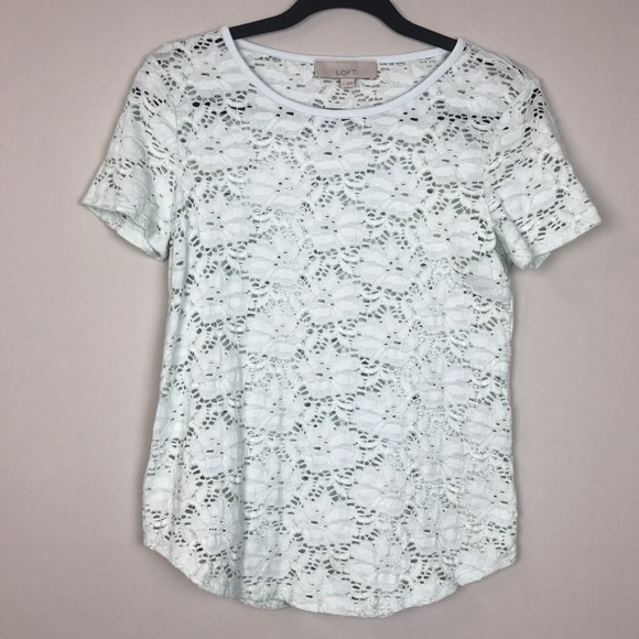 ANN TAYLOR LOFT lace knit blouse top small Sz S - Picture 5 of 8